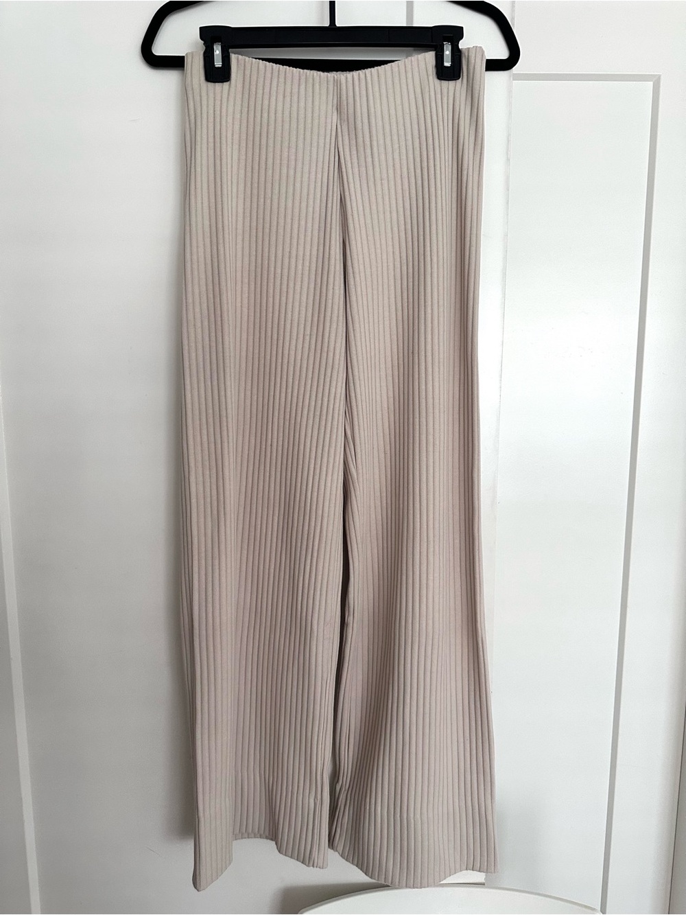 Zara Ribbed Long Pants in Light Taupe